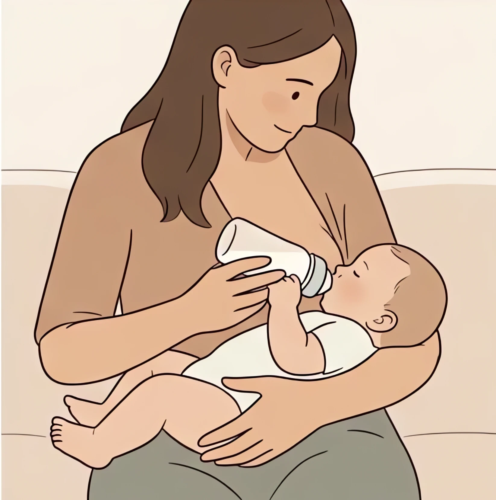 Parent bottle-feeding a 3-month-old baby during a calm feeding session